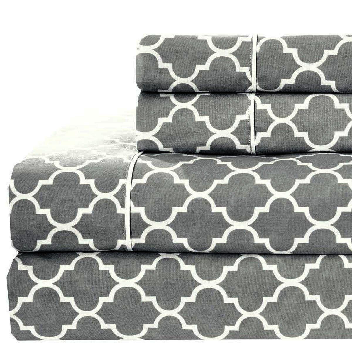 Quatrefoil Printed Percale Sheets Set – Meridian