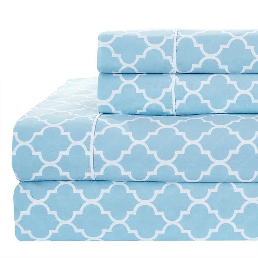 Quatrefoil Printed Percale Sheets Set – Meridian