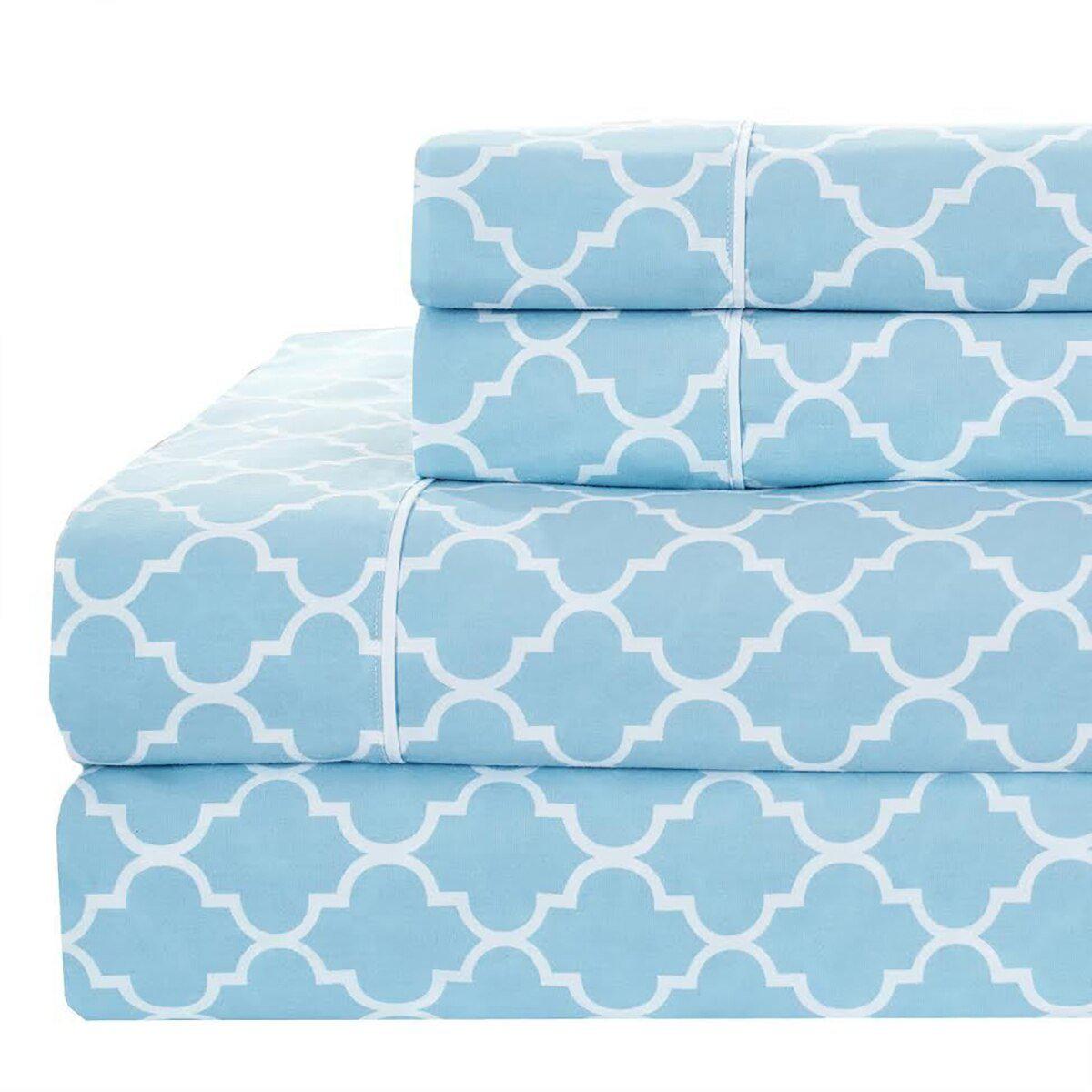 Quatrefoil Printed Percale Sheets Set – Meridian