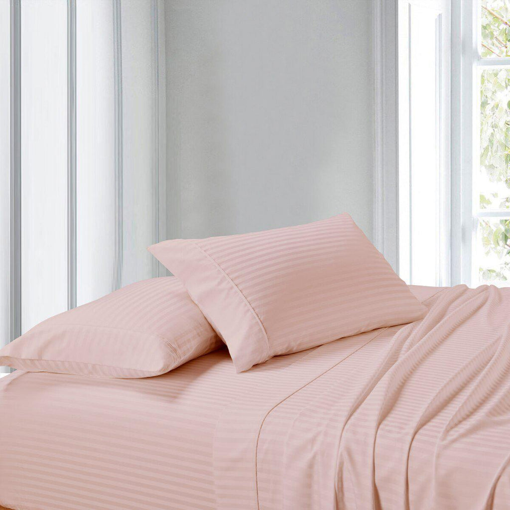 100% Cotton Sheet Set - Striped 300 Thread Count