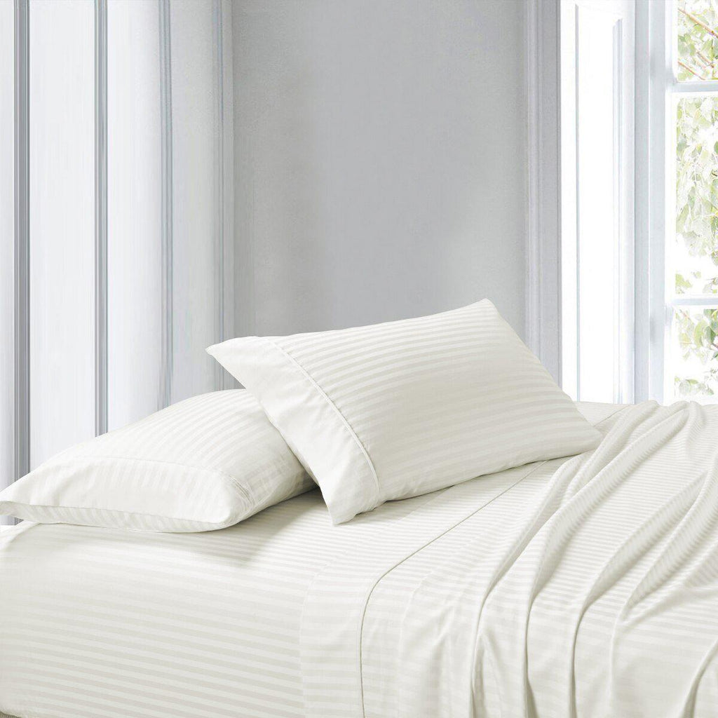 100% Cotton Sheet Set - Striped 300 Thread Count