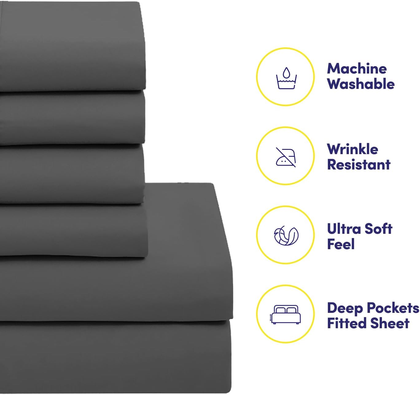Sweet Home Collection 5 Piece Comforter Set Bag Solid Color All Season Soft Down Alternative Blanket & Luxurious Microfiber Bed Sheets, Gray, Twin