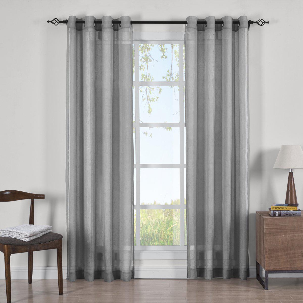 Abri Grommet Crushed Sheer Curtain Panels (Set of 2)