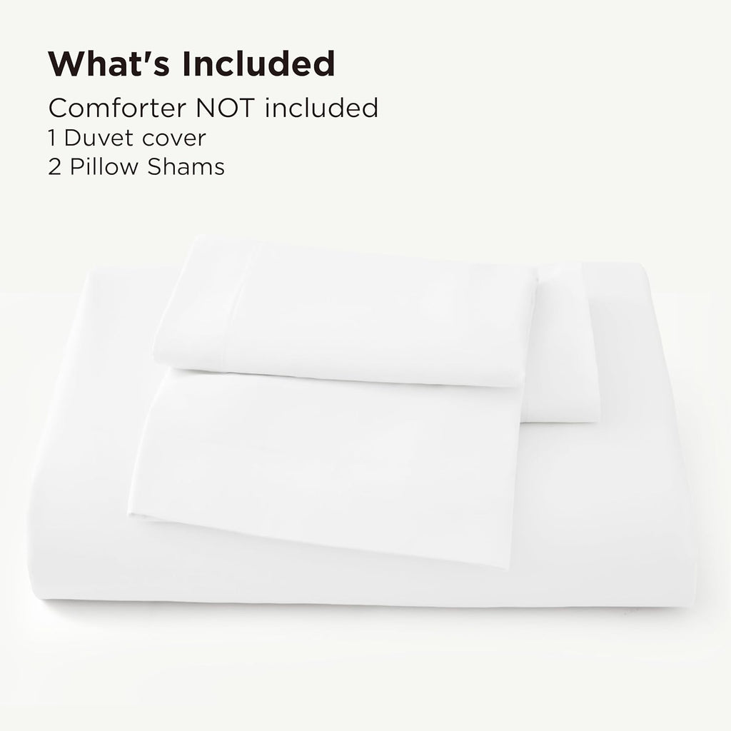 Bedsure Silky Cooling Duvet Cover Queen Size - 100% Rayon Derived from Bamboo Comforter Cover Set for Hot Sleepers, Breathable & Moisture-Wicking Bedding Set, White
