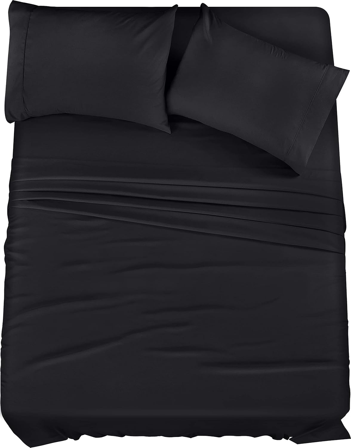 Utopia Bedding Queen Sheet Set – 4 Piece Bed Sheets for Queen Size Bed, Soft and Breathable Microfiber, Includes 1 Fitted Sheet, 1 Flat Sheet and 2 Pillowcases (Black)