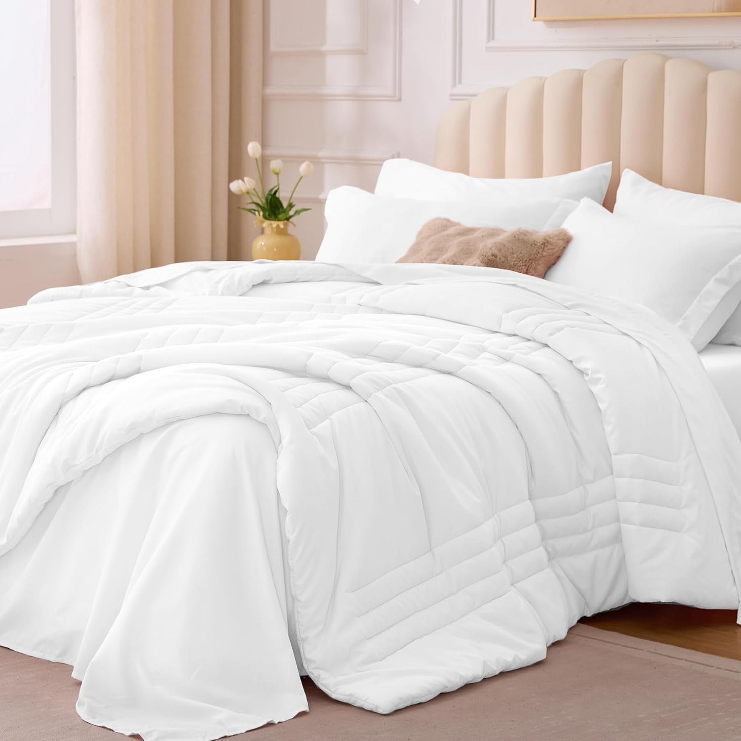 Queen Comforter Set Black - Bed in a Bag Queen Size 7 Pieces, Soft Bedding Set for All Seasons, Premium Queen Comforter Set with Comforter, Sheets, Pillowcases & Shams