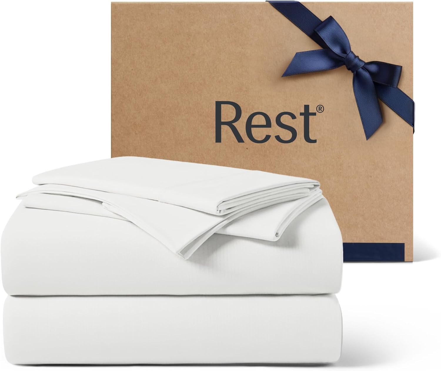 REST® Evercool®+ Cooling Sheet Set, King Size, Snow Ivory, Breathable Bed Sheets for Hot Sleeper and Night Sweats, with Pillowcases, with Ionic+ Self-Cleaning Silver Yarn for Sensitive Skin, 4PCS