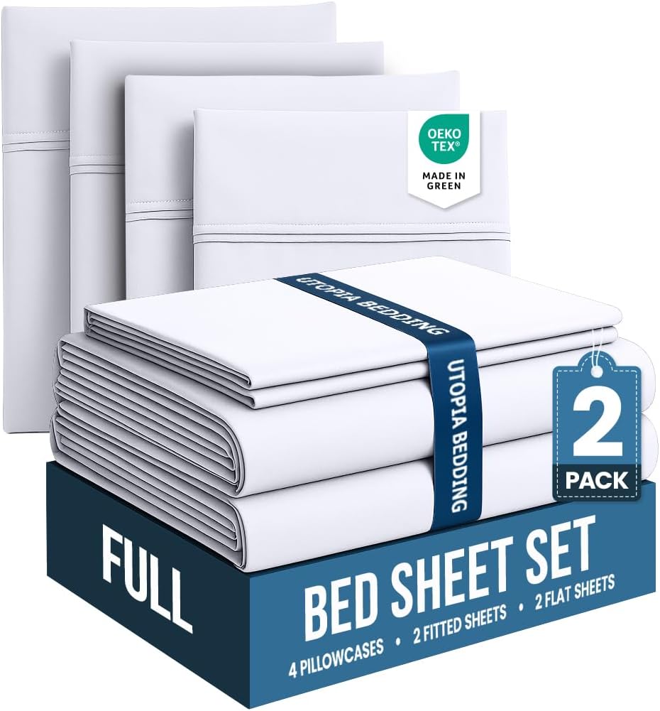 Utopia Bedding Queen Sheet Set – 4 Piece Bed Sheets for Queen Size Bed, Soft and Breathable Microfiber, Includes 1 Fitted Sheet, 1 Flat Sheet and 2 Pillowcases (Black)