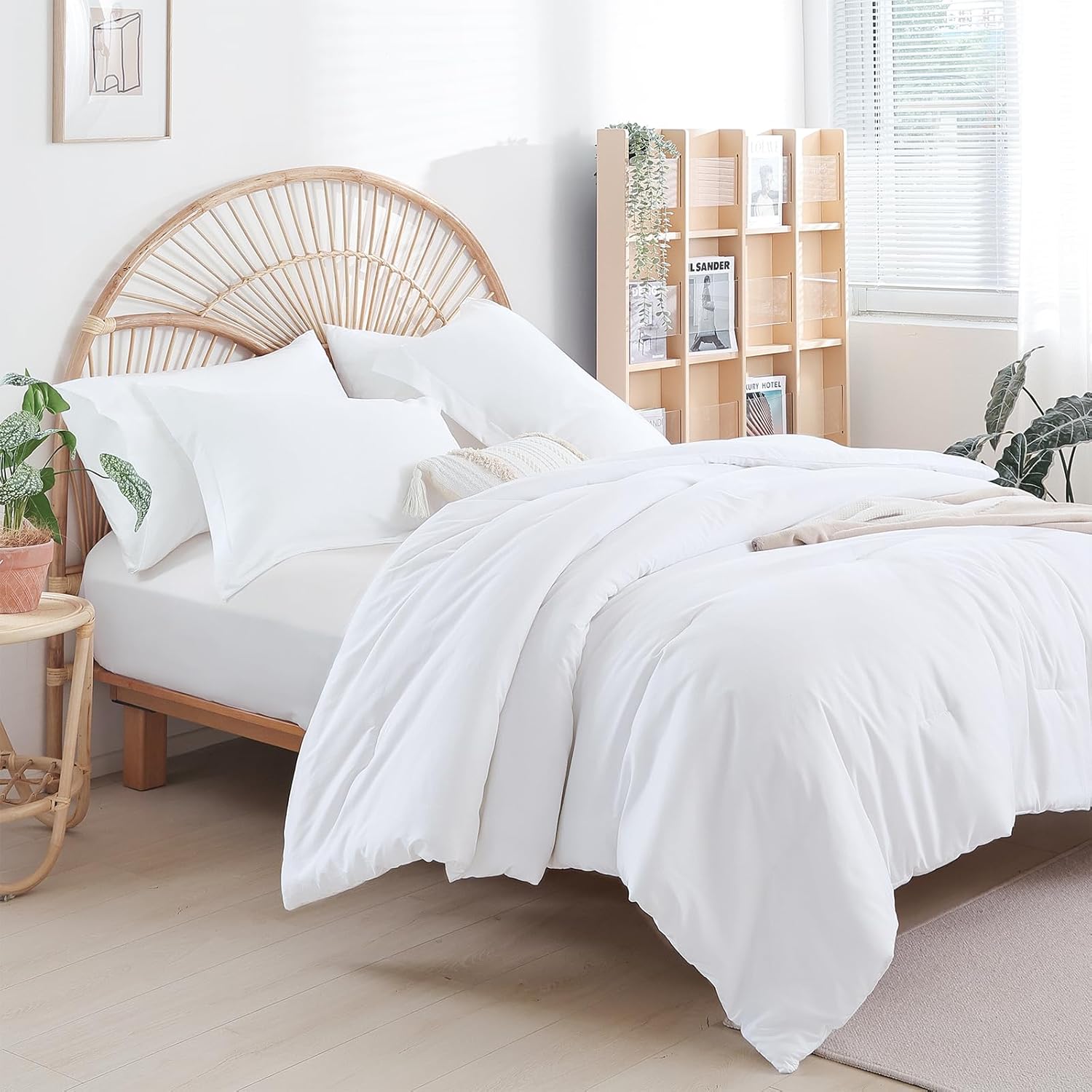 weigelia King Size Comforter Set 7 Pieces Oatmeal Comforter Set King Bed in a Bag Soft Fluffy Bedding Comforter with Sheets, Pillow Shams and Pillowcases for All Season