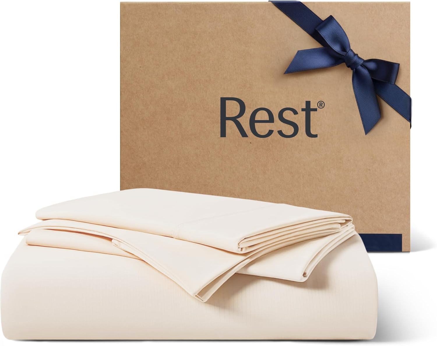 REST® Evercool®+ Cooling Sheet Set, King Size, Snow Ivory, Breathable Bed Sheets for Hot Sleeper and Night Sweats, with Pillowcases, with Ionic+ Self-Cleaning Silver Yarn for Sensitive Skin, 4PCS