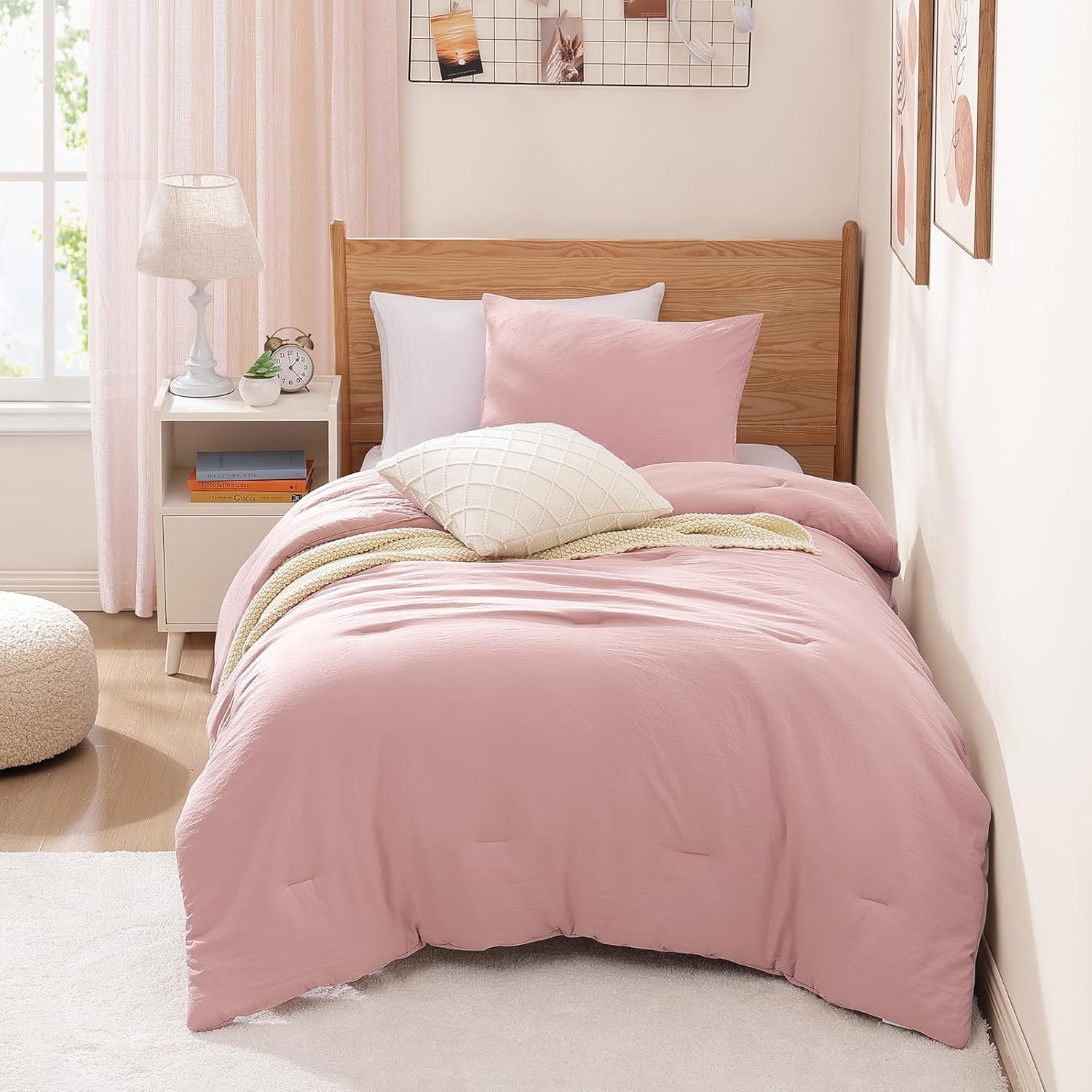 WRENSONGE King Size Comforter Set - 3 Pieces Prewashed Burnt Orange Soft Lightweight Bedding for All Seasons,Fluffy Down Alternative Comforter King Size with 2 Pillow Shams