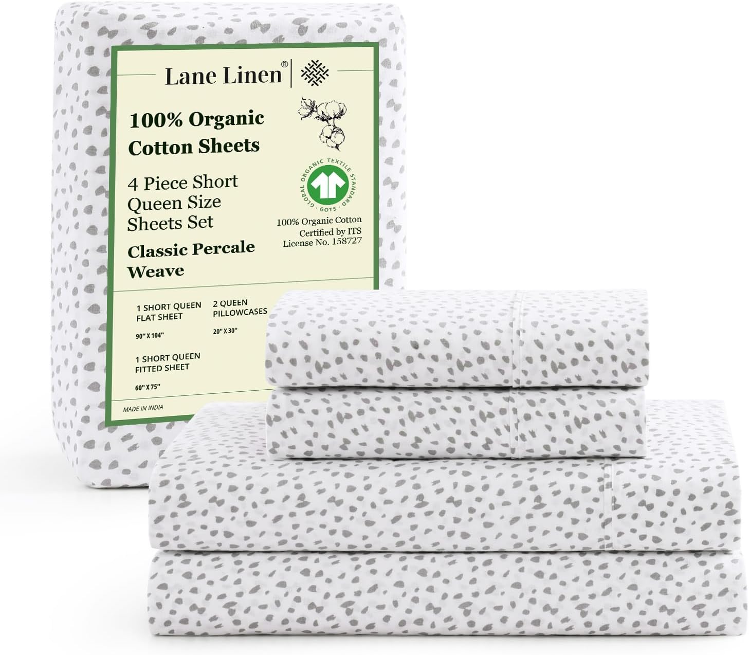 LANE LINEN 100% Organic Cotton King Size Sheets Set, Soft & Comfy All Season Breathable Sheets King Size, Percale Weave Fully Elasticized Eco Friendly Naturally Cooling King White Bed Sheets