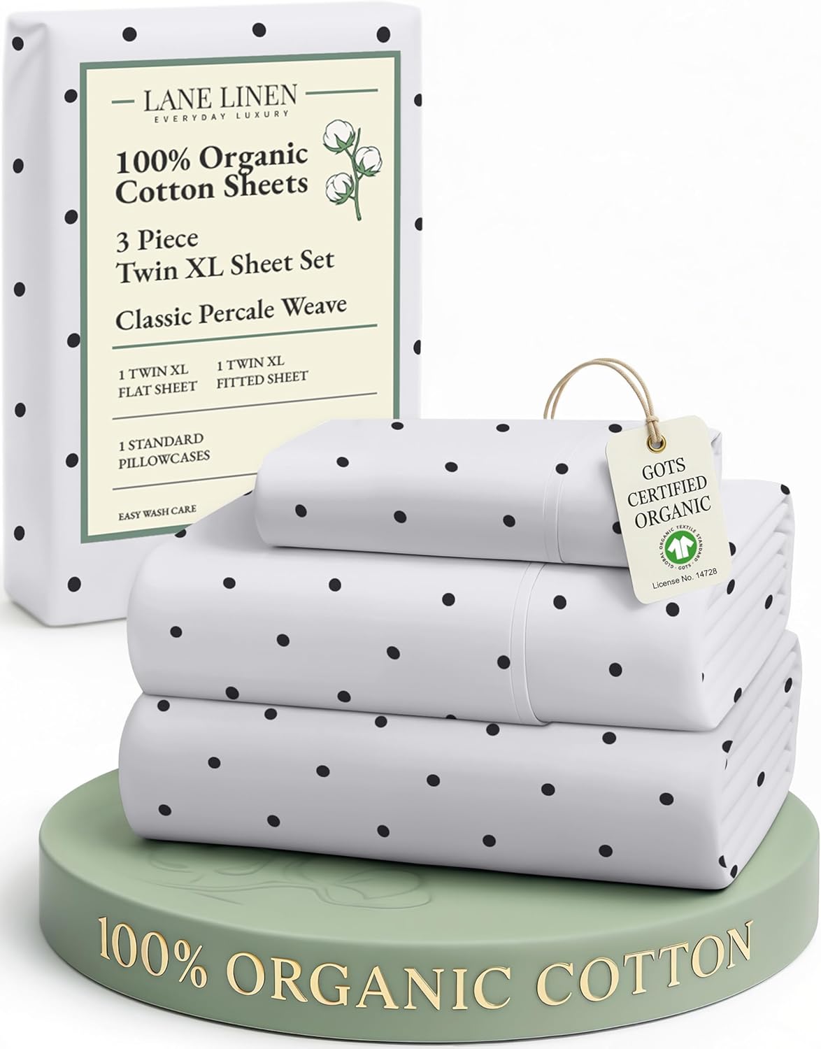 LANE LINEN 100% Organic Cotton King Size Sheets Set, Soft & Comfy All Season Breathable Sheets King Size, Percale Weave Fully Elasticized Eco Friendly Naturally Cooling King White Bed Sheets