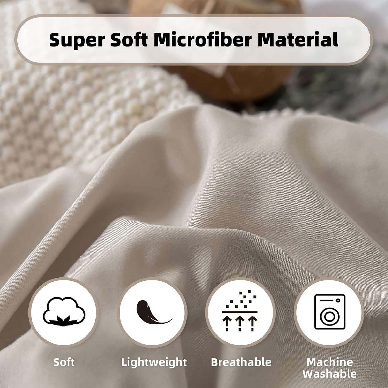 weigelia King Size Comforter Set 7 Pieces Oatmeal Comforter Set King Bed in a Bag Soft Fluffy Bedding Comforter with Sheets, Pillow Shams and Pillowcases for All Season