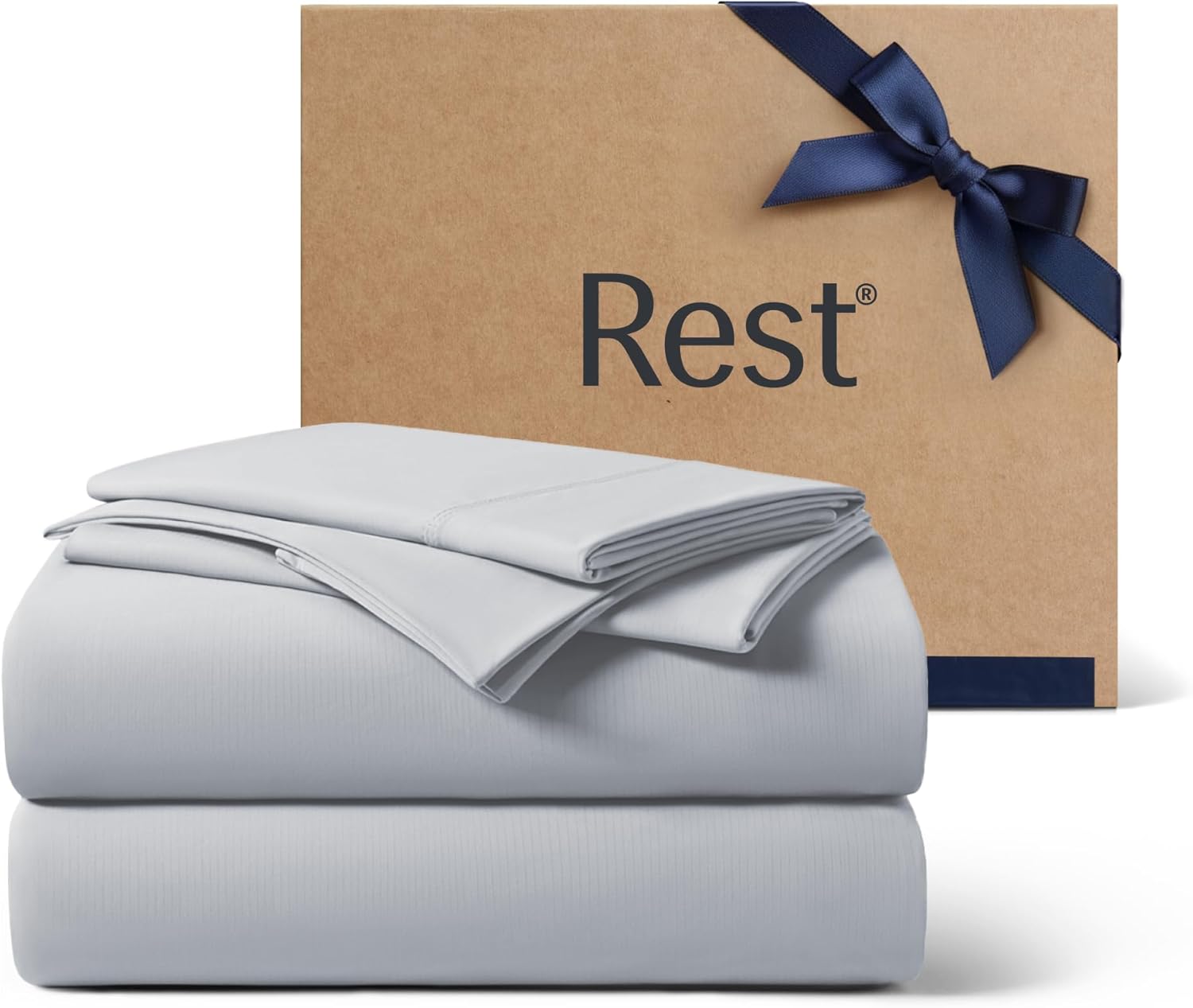 REST® Evercool®+ Cooling Sheet Set, King Size, Snow Ivory, Breathable Bed Sheets for Hot Sleeper and Night Sweats, with Pillowcases, with Ionic+ Self-Cleaning Silver Yarn for Sensitive Skin, 4PCS