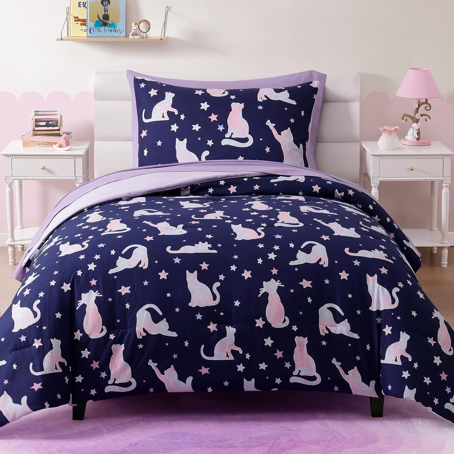 Twin Kids Comforter Set - 5 Pieces Twin Bedding Sets for Boys, Glow in The Dark Space Bed in A Bag with Sheets