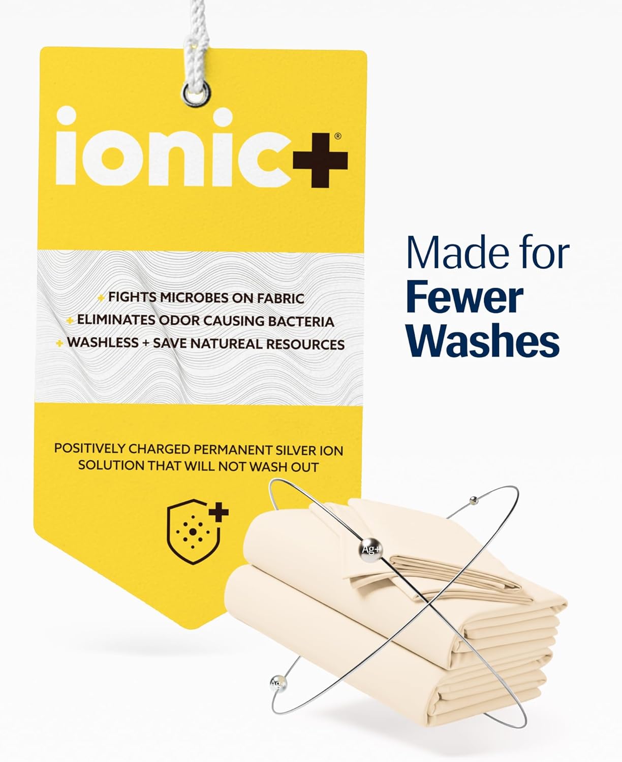 REST® Evercool®+ Cooling Sheet Set, King Size, Snow Ivory, Breathable Bed Sheets for Hot Sleeper and Night Sweats, with Pillowcases, with Ionic+ Self-Cleaning Silver Yarn for Sensitive Skin, 4PCS