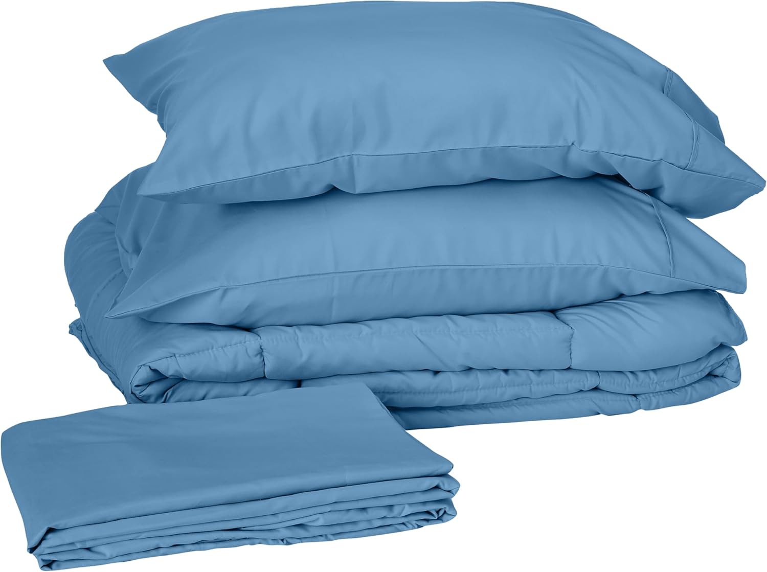 Sweet Home Collection 5 Piece Comforter Set Bag Solid Color All Season Soft Down Alternative Blanket & Luxurious Microfiber Bed Sheets, Black, Twin