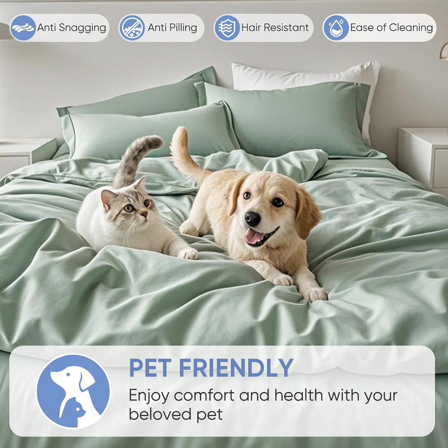 TWK 1200 TC 100% Egyptian Long-Staple Cotton Bedding Sheets Set, Luxury Hotel Style Deep Pocket with Elastic Reinforced Seams Sheet Set, Soft & Comfy Natural Sheets (Mineral, King)