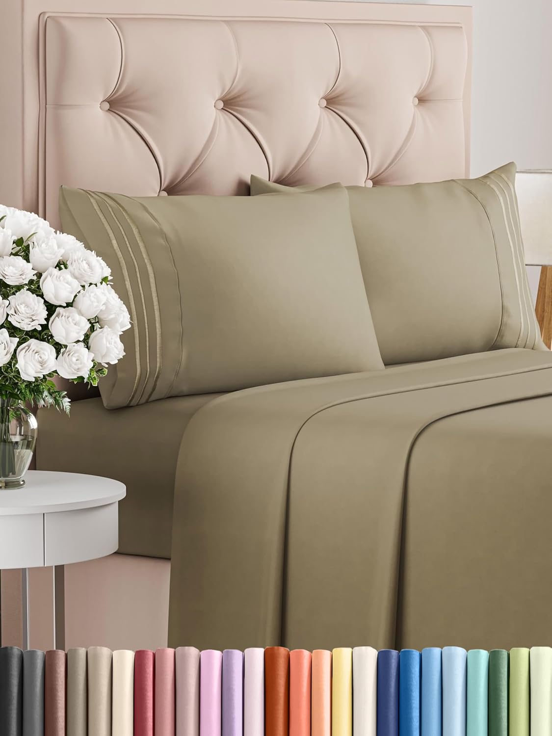 Queen Size 4 Piece Sheet Set - Comfy Breathable & Cooling Bed Sheets Set - Hotel Luxury Bedding for Women, Men, Kids, Teens, Boys & Girls - Deep Pockets, Soft and Wrinkle Free - Oeko-Tex - Sage Green