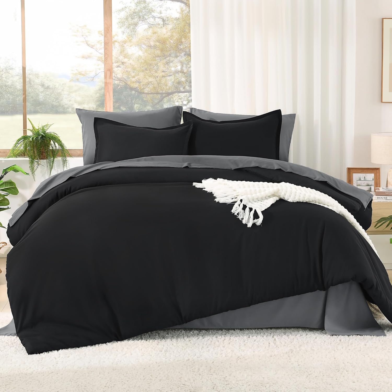 Litanika Queen Comforter Set Dark Emerald Green - 7 Pieces Bed in a Bag Queen Bedding Comforter Sets, Solid Lightweight Bed Set with Comforter, Sheets, Pillowcases & Shams