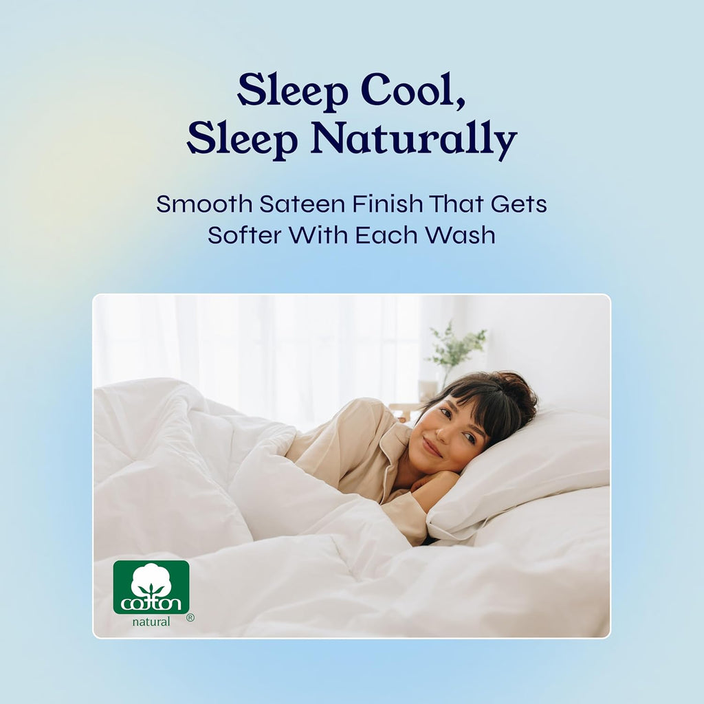 California Design Den King Size Sheets Set - Soft 400 Thread Count Sateen, Natural 100% Cotton Sheets King Size, Deep Pockets with All Around Elastic for a Snug Fit, Cool & Durable Bedding - White