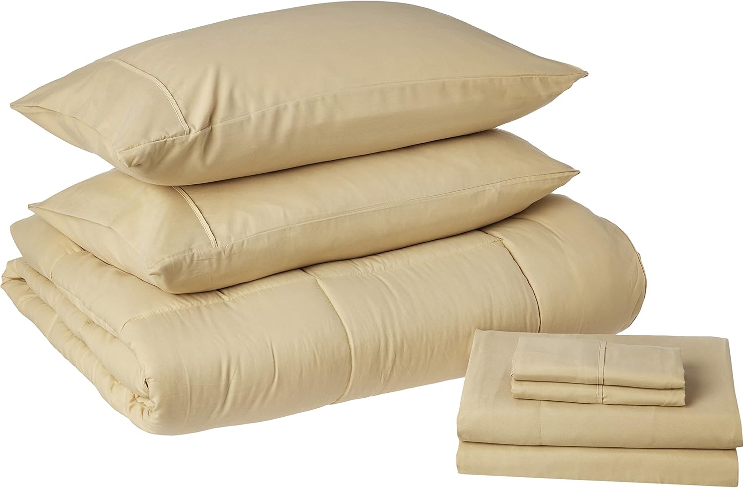 Sweet Home Collection 5 Piece Comforter Set Bag Solid Color All Season Soft Down Alternative Blanket & Luxurious Microfiber Bed Sheets, Gray, Twin