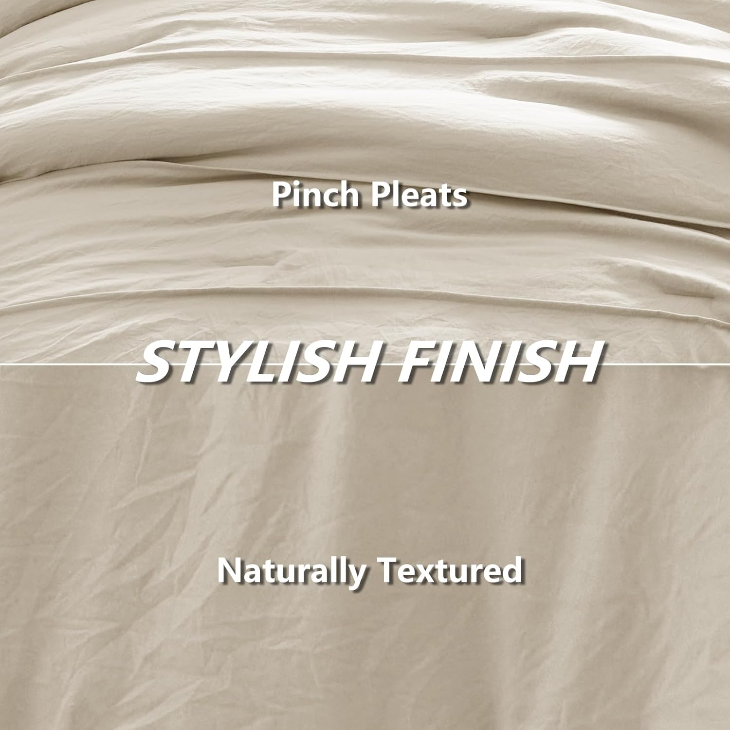 CozyLux King Size Comforter Set Beige, 7 Pieces Soft Pinch Pleat Bed in a Bag King Comforter Set with Sheets, Boho Bed Set with Down Alternative Comforter, Sheets, Pillowcases & Shams