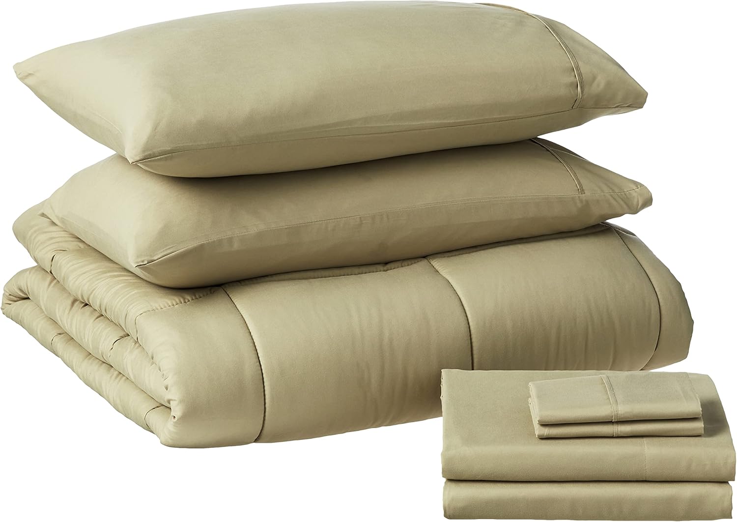 Sweet Home Collection 5 Piece Comforter Set Bag Solid Color All Season Soft Down Alternative Blanket & Luxurious Microfiber Bed Sheets, Gray, Twin