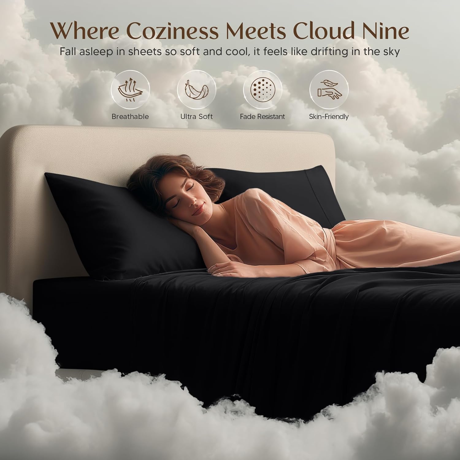 Utopia Bedding Queen Sheet Set – 4 Piece Bed Sheets for Queen Size Bed, Soft and Breathable Microfiber, Includes 1 Fitted Sheet, 1 Flat Sheet and 2 Pillowcases (Black)