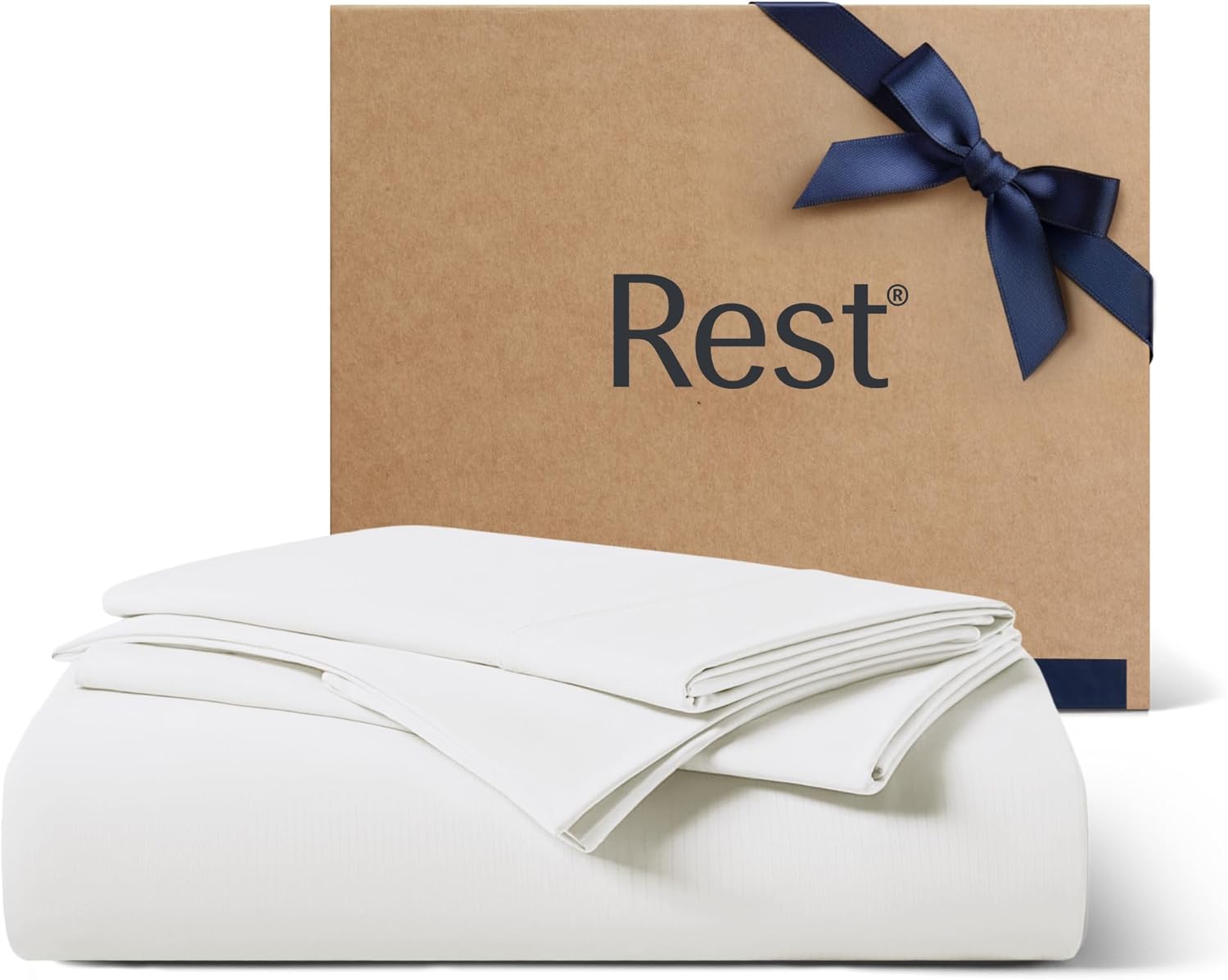 REST® Evercool®+ Cooling Sheet Set, King Size, Snow Ivory, Breathable Bed Sheets for Hot Sleeper and Night Sweats, with Pillowcases, with Ionic+ Self-Cleaning Silver Yarn for Sensitive Skin, 4PCS