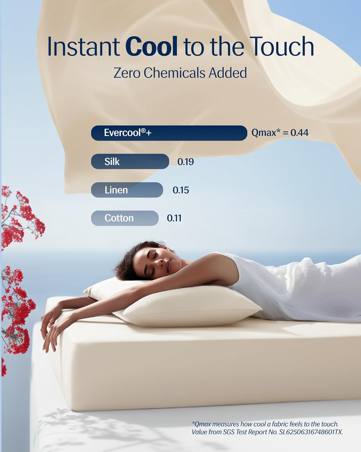 REST® Evercool®+ Cooling Sheet Set, King Size, Snow Ivory, Breathable Bed Sheets for Hot Sleeper and Night Sweats, with Pillowcases, with Ionic+ Self-Cleaning Silver Yarn for Sensitive Skin, 4PCS