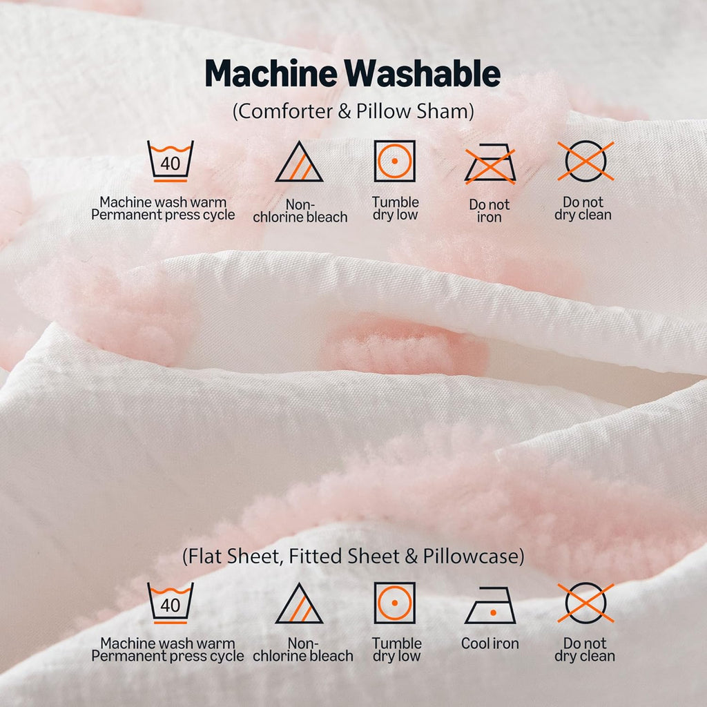 Amazon Basics 5-Piece Kids' Bed-in-a-Bag, Jacquard Microfiber Bedding Set with Comforter, Sheets, and Pillowcases, All-Season, Pink Tufted, Twin