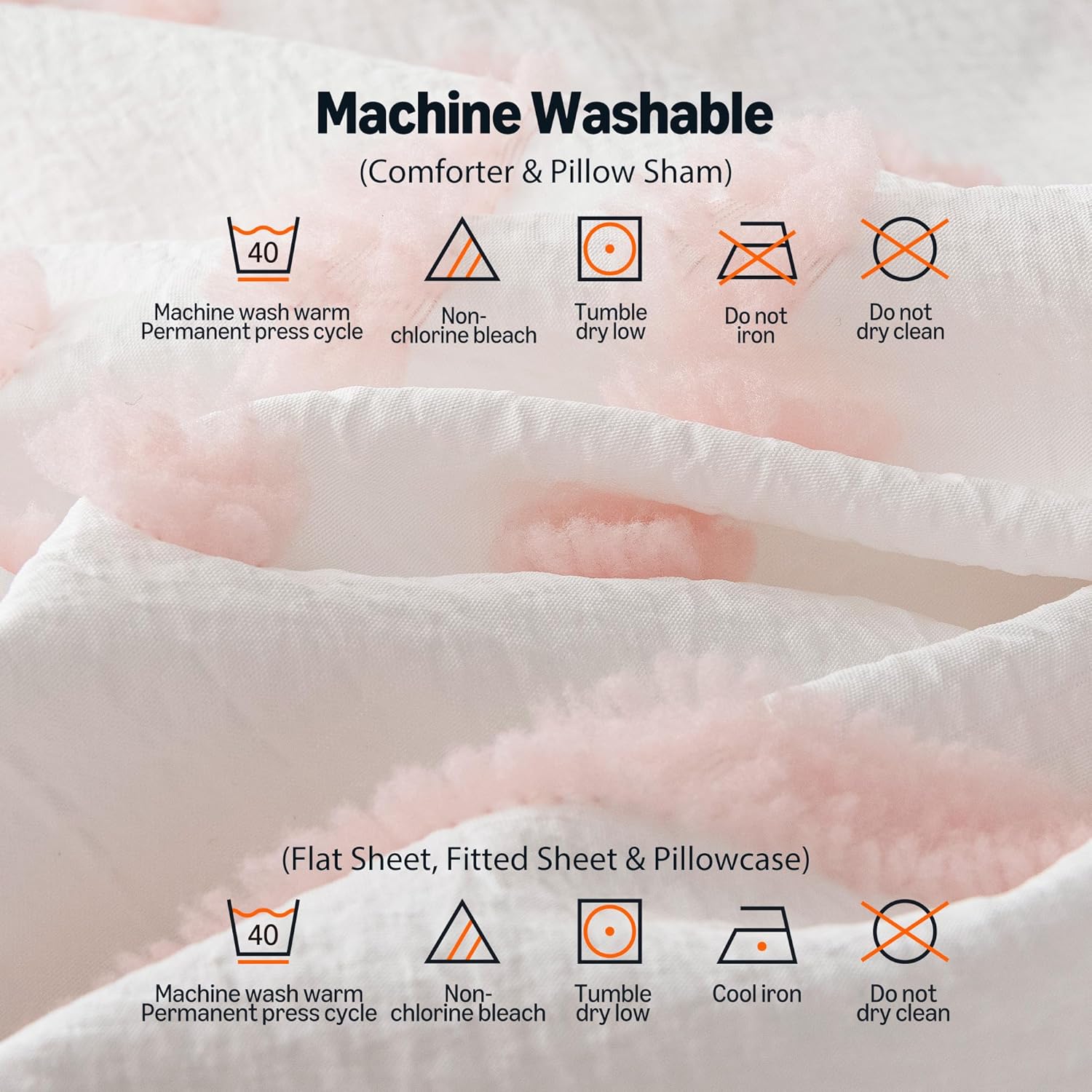 Amazon Basics 7-Piece Kids' Bed-in-a-Bag, Jacquard Microfiber Bedding Set with Comforter, Sheets, Pillowcases and Pillow Covers, All-Season, Pink Tufted, Full/Queen