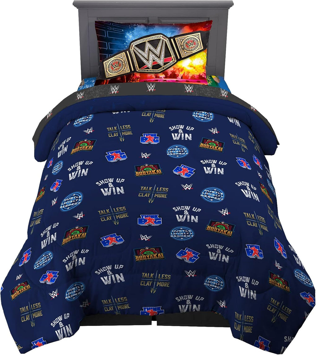 WWE Wrestlemania Kids Bedding Set, Super Soft Microfiber Comforter & Sheet Set, 4-Piece Twin, (Officially Licensed Product) by Franco