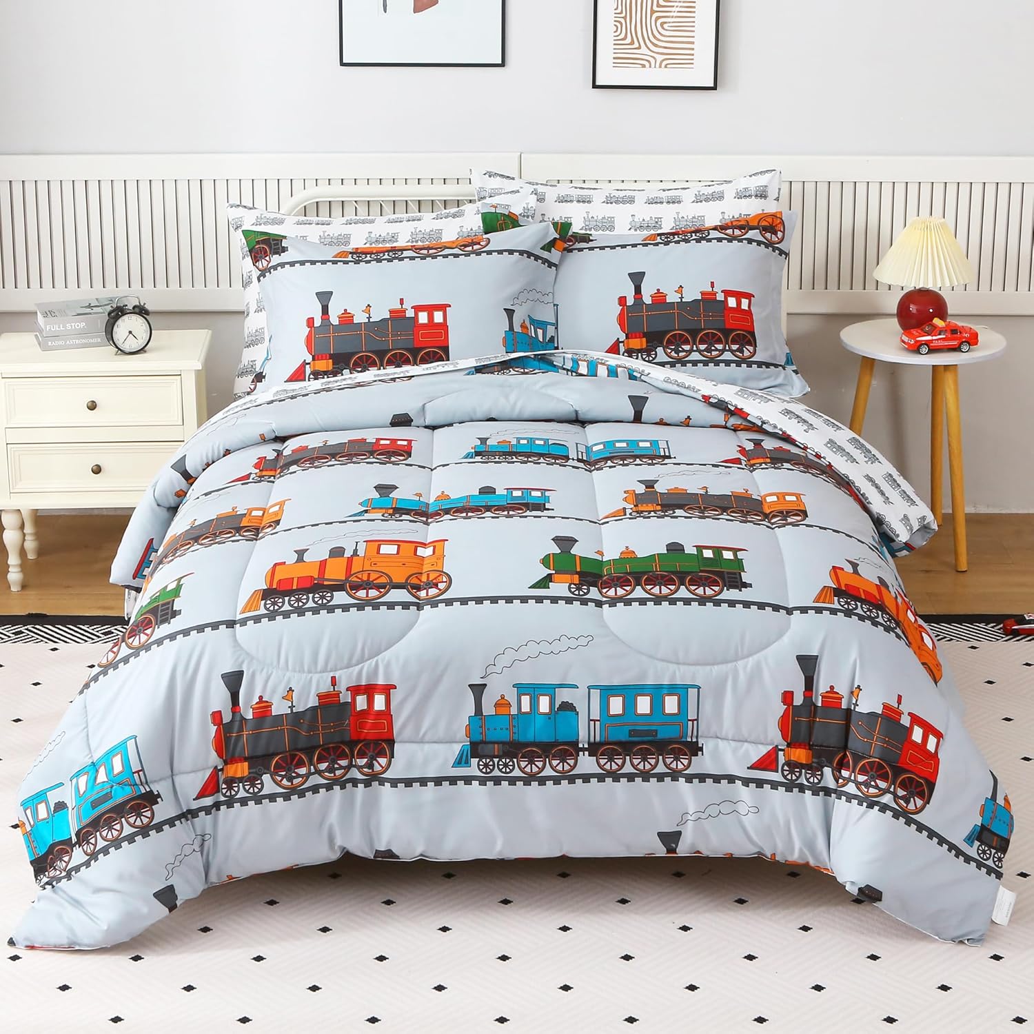 Viviland Kids Twin Bedding Sets for Girls, Boys Soft Twin Comforter Set with Sheets, 5 Pieces Microfiber Bed in a Bag, Cow Animal