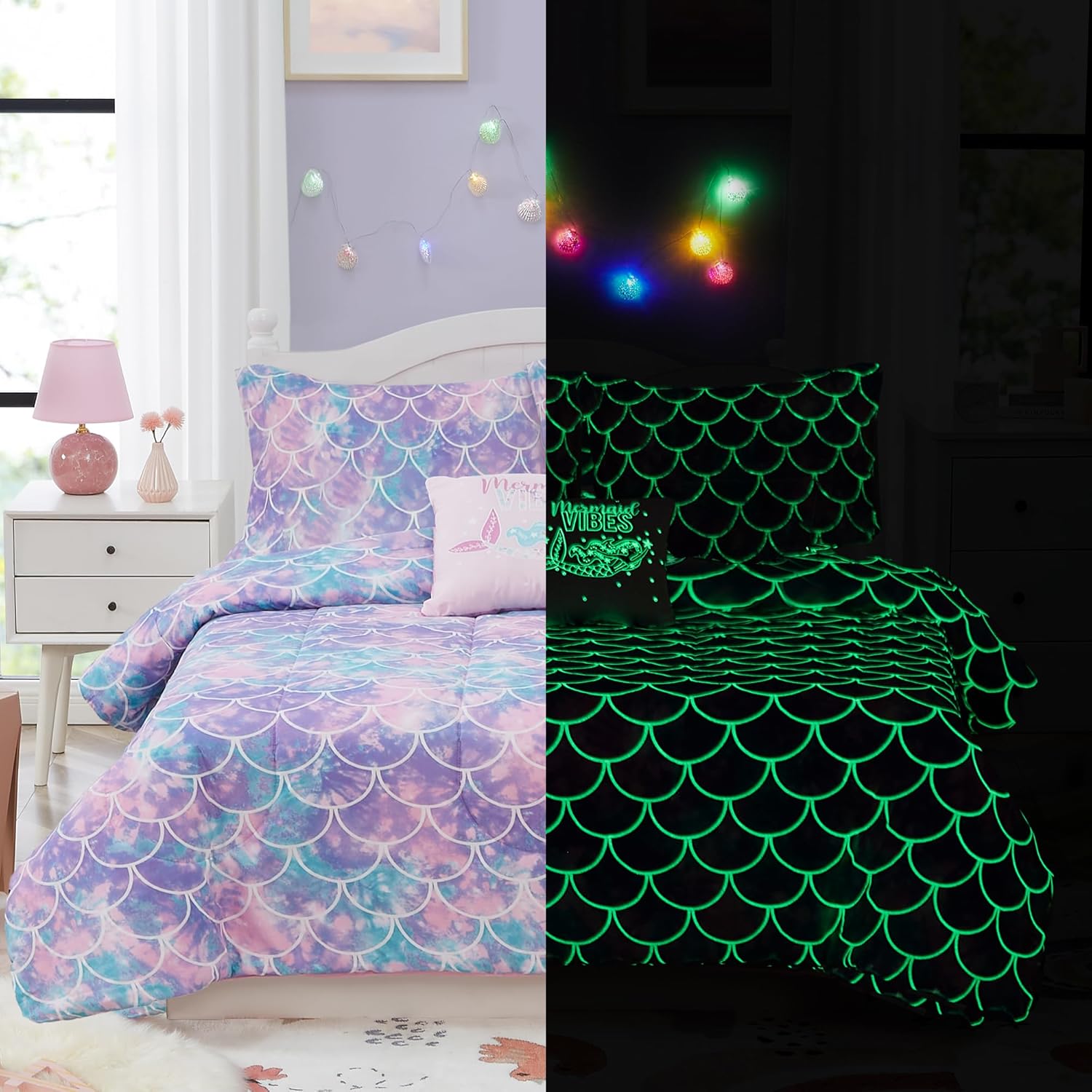 Kids Comforter Set Twin Size for Boys, Glow in The Dark Gamer Bedding Set 1 Comforter, 1 Decor Pillow, 1 Pillow Sham, Twin XL Comforter Set Dorm Bedding