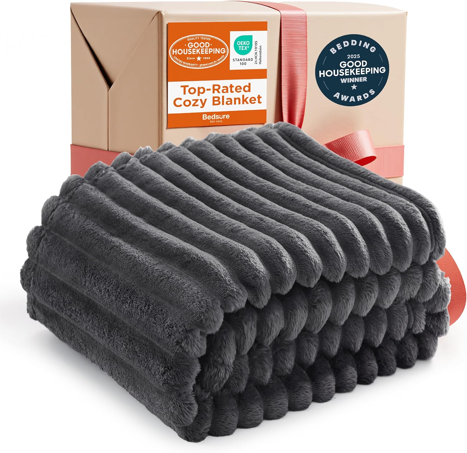 Bedsure GentleSoft Blankets Queen Size for Bed - Cozy Soft Sofa Couch Cover Blankets for Women, Cute Large Bedding Fleece Throws for Girls, Off White, 90x90 Inches