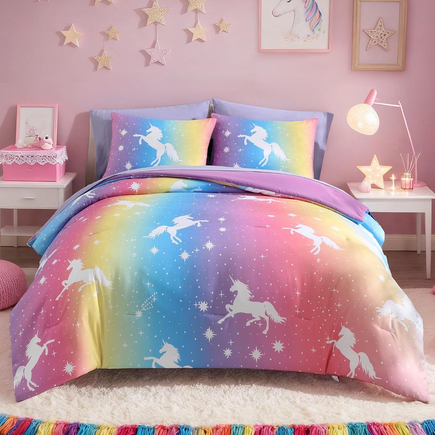 Twin Kids Comforter Set - 5 Pieces Twin Bedding Sets for Boys, Glow in The Dark Space Bed in A Bag with Sheets