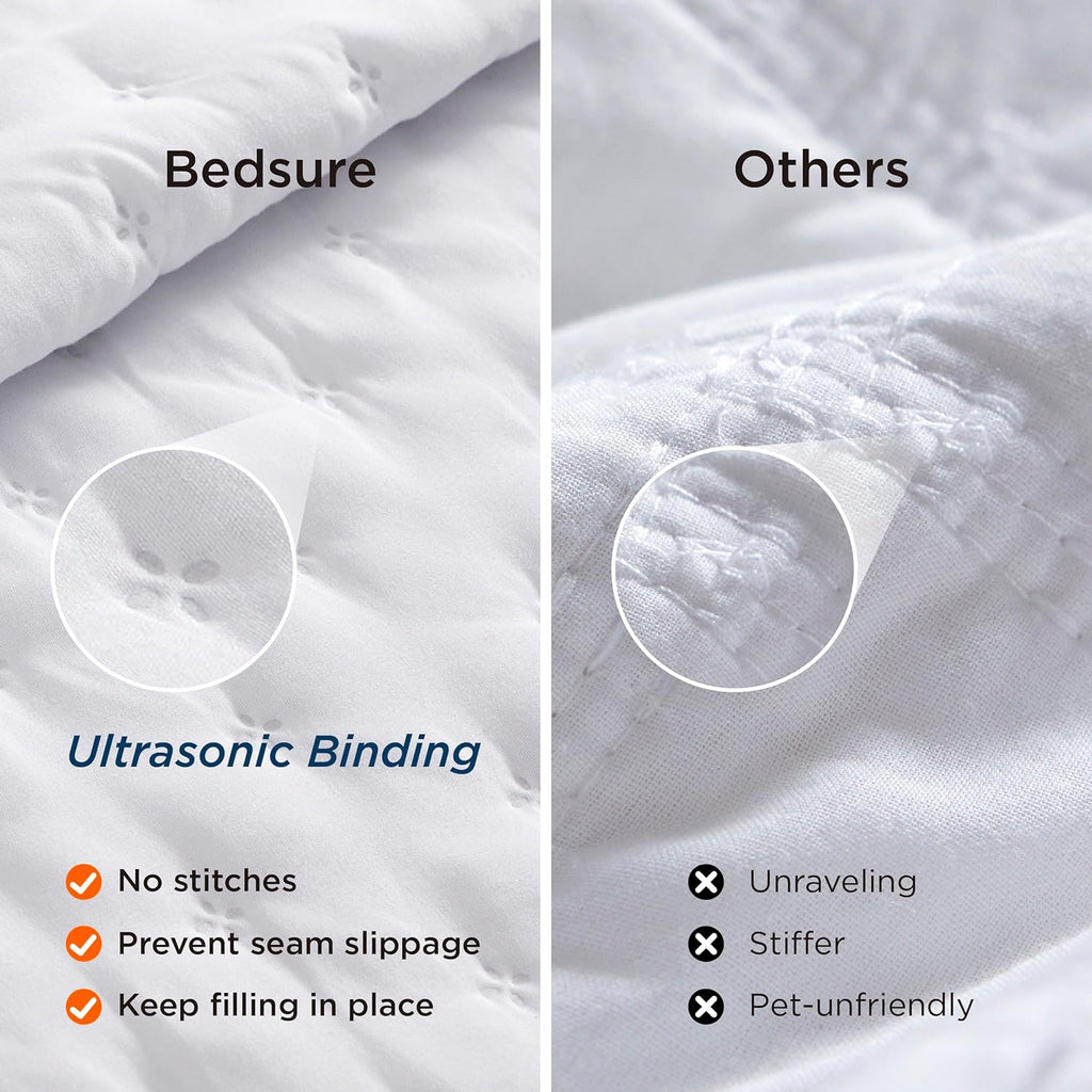 Bedsure Quilts Queen Size - Ultra Soft Quilt Bedding, White Bedspread Queen Size for Modern Bedroom, Lightweight All-Season Comforter, 90x96 Inch