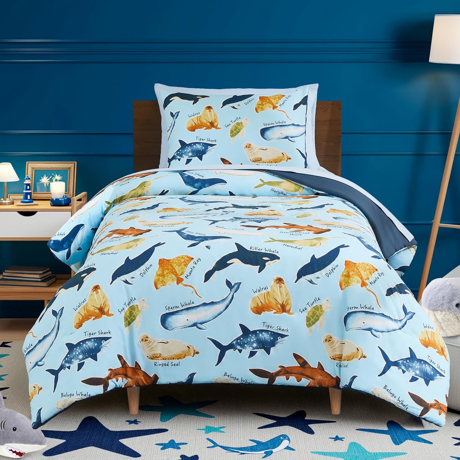 Kids Comforter Set Twin Size for Boys, Glow in The Dark Gamer Bedding Set 1 Comforter, 1 Decor Pillow, 1 Pillow Sham, Twin XL Comforter Set Dorm Bedding