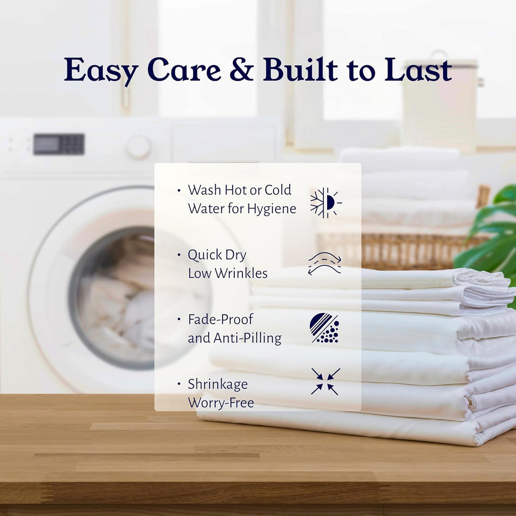 California Design Den King Size Sheets Set - Soft 400 Thread Count Sateen, Natural 100% Cotton Sheets King Size, Deep Pockets with All Around Elastic for a Snug Fit, Cool & Durable Bedding - White