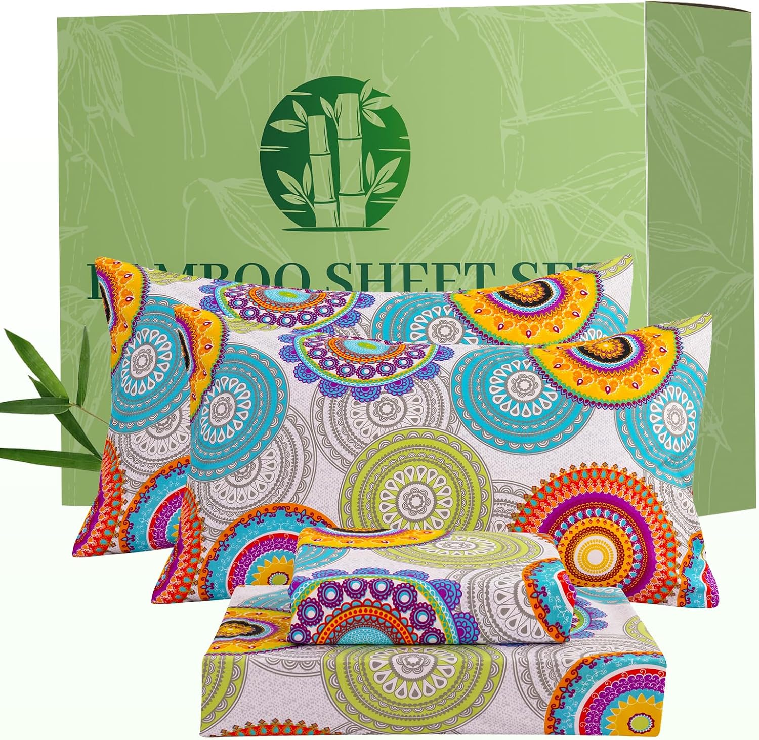 Bedlifes Queen Sheet Set Ultra Soft Breathable Silky Flower Bed Sheets Deep Pocket 100% Microfiber Bedding Sheets 4 Piece Queen Size Floral Spring