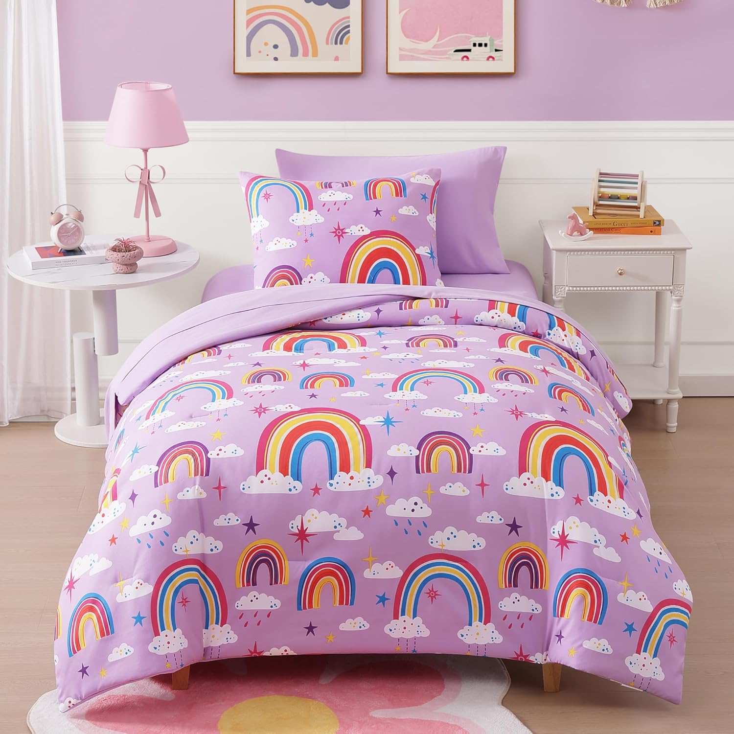 Twin Kids Comforter Set - 5 Pieces Twin Bedding Sets for Boys, Glow in The Dark Space Bed in A Bag with Sheets