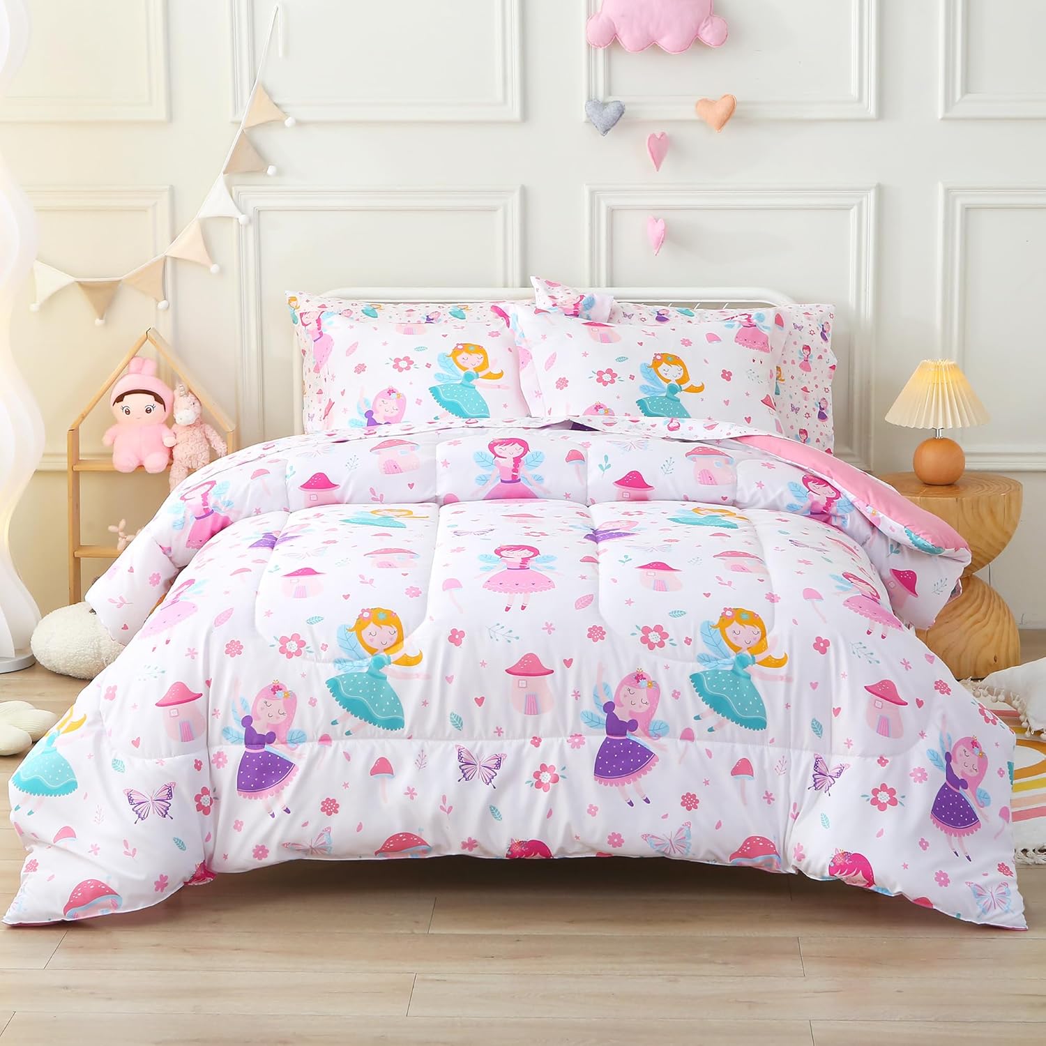 Viviland Kids Twin Bedding Sets for Girls, Boys Soft Twin Comforter Set with Sheets, 5 Pieces Microfiber Bed in a Bag, Cow Animal