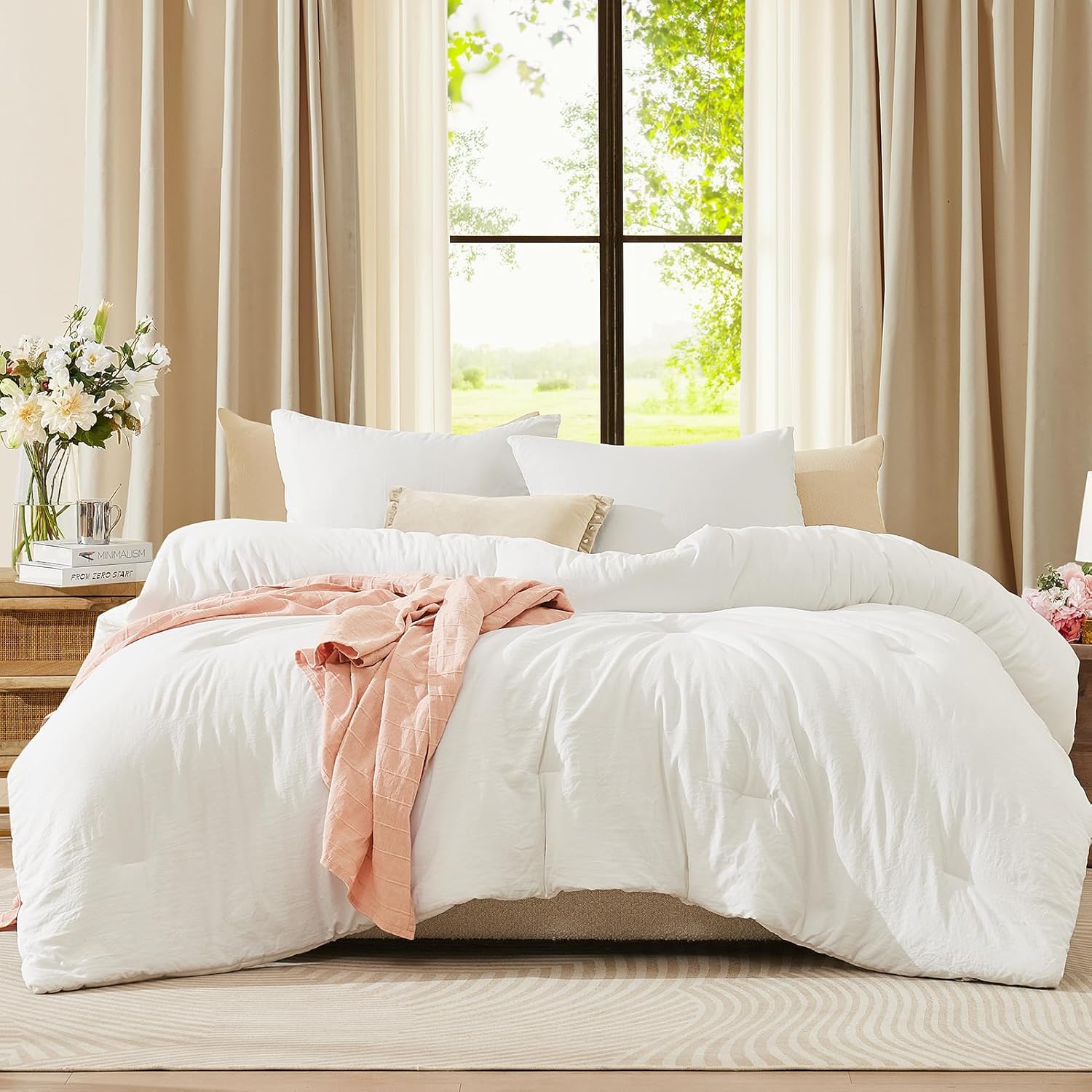 WRENSONGE King Size Comforter Set - 3 Pieces Olive Green Comforter Prewashed Soft Lightweight for All Seasons,Fluffy Down Alternative Comforter King Size with 2 Pillow Shams