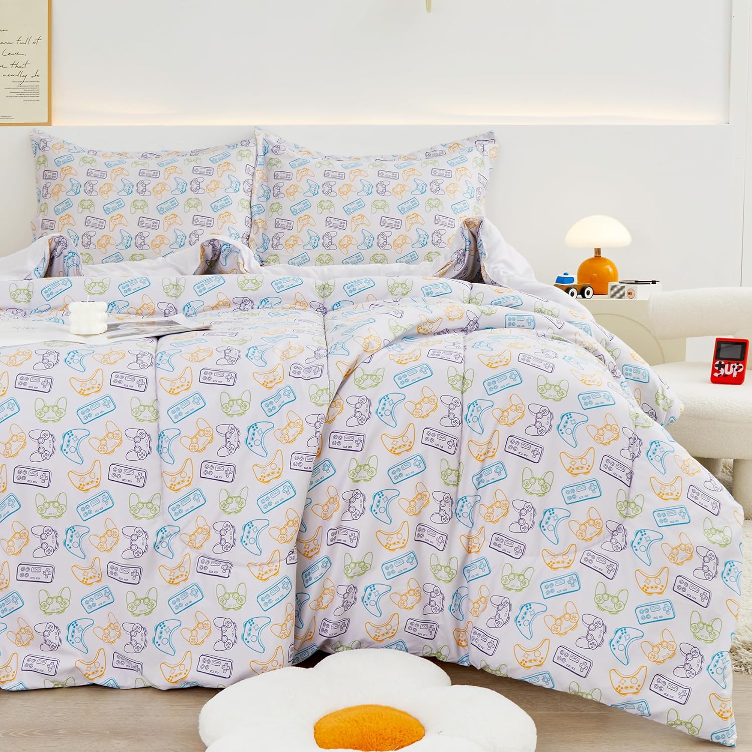 Viviland Kids Twin Bedding Sets for Girls, Boys Soft Twin Comforter Set with Sheets, 5 Pieces Microfiber Bed in a Bag, Cow Animal