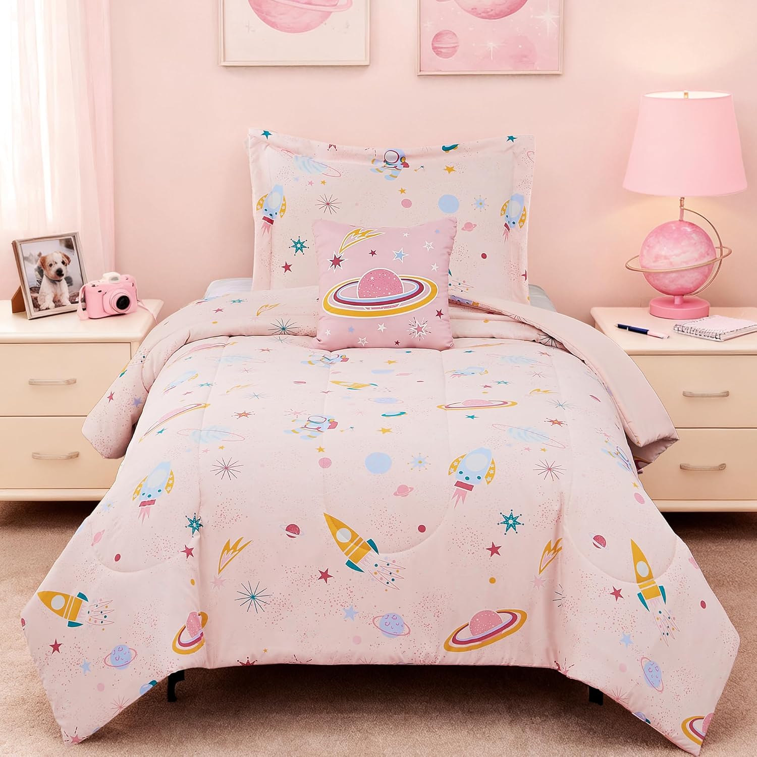 Kids Comforter Set Twin Size for Boys, Glow in The Dark Gamer Bedding Set 1 Comforter, 1 Decor Pillow, 1 Pillow Sham, Twin XL Comforter Set Dorm Bedding