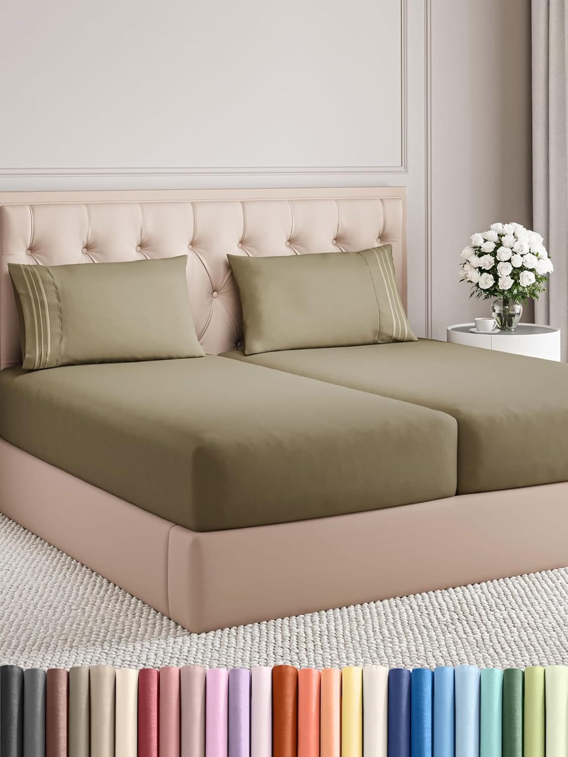 Queen Size 4 Piece Sheet Set - Comfy Breathable & Cooling Bed Sheets Set - Hotel Luxury Bedding for Women, Men, Kids, Teens, Boys & Girls - Deep Pockets, Soft and Wrinkle Free - Oeko-Tex - Sage Green