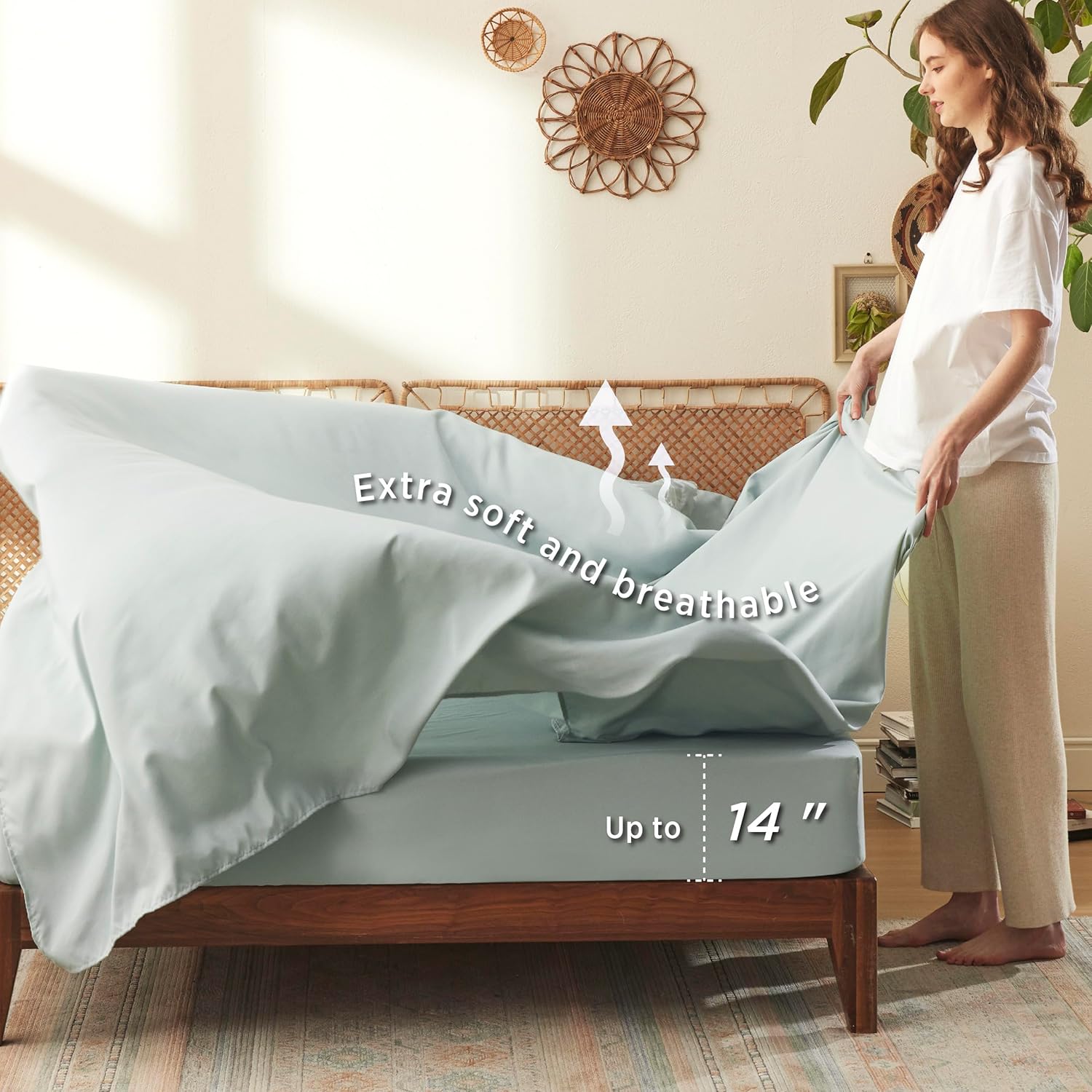 Bedsure Queen Comforter Set - 7 Pieces Floral Sage Green Soft Bedding Sets, Queen Bed in a Bag with Botanical Flowers Comforter, Sheets, Pillowcases & Shams